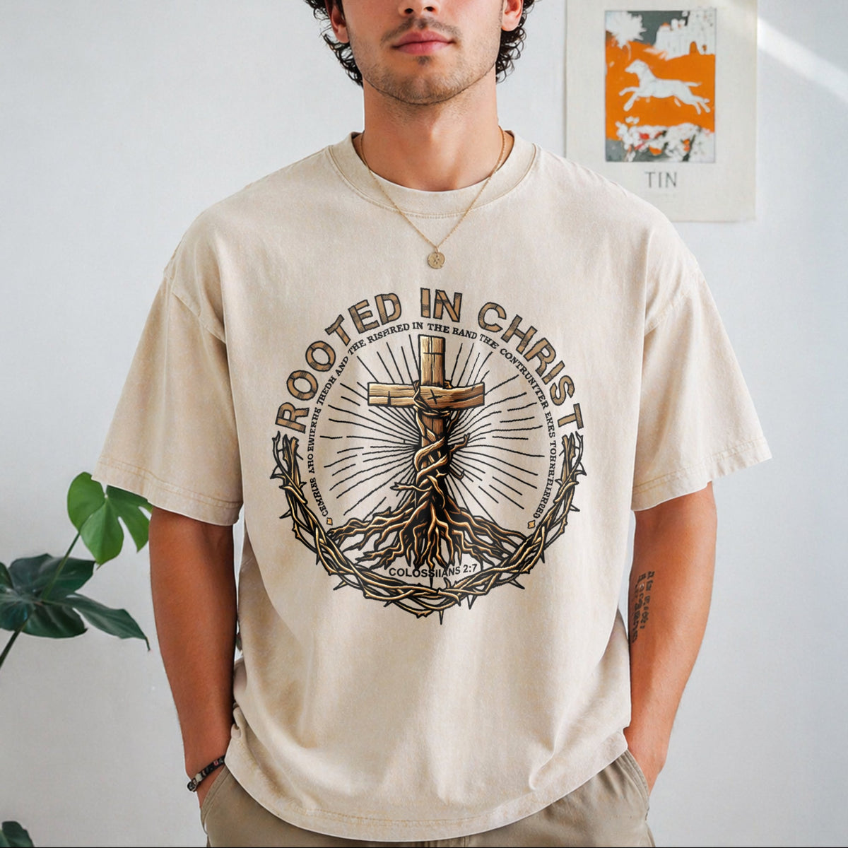 Rooted In Christ Vintage Washed T-Shirt product image 1