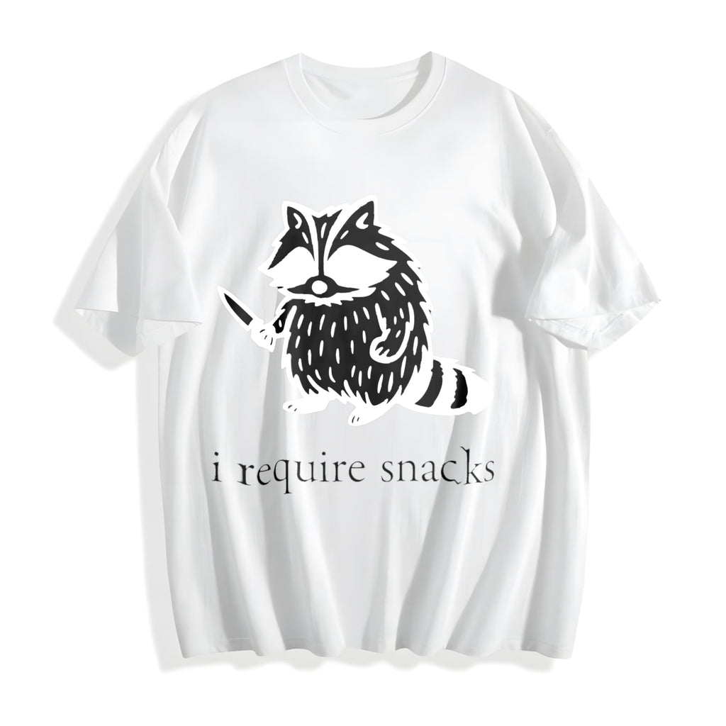 I Require Snacks Raccoon Cotton T-Shirt product image 2