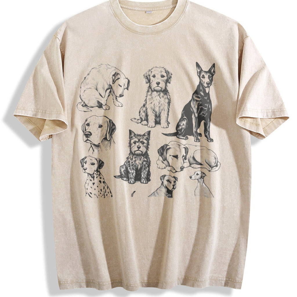 Dogs 90s Tattoo Vintage Washed T-Shirt product image 1