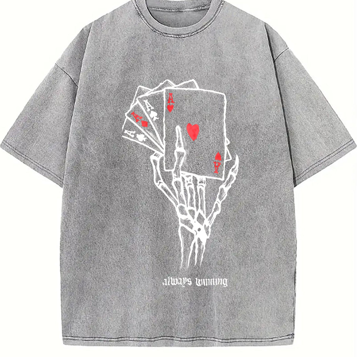 Dark Punk Of A Skeleton Hand Playing Poker Vintage Washed product image 5
