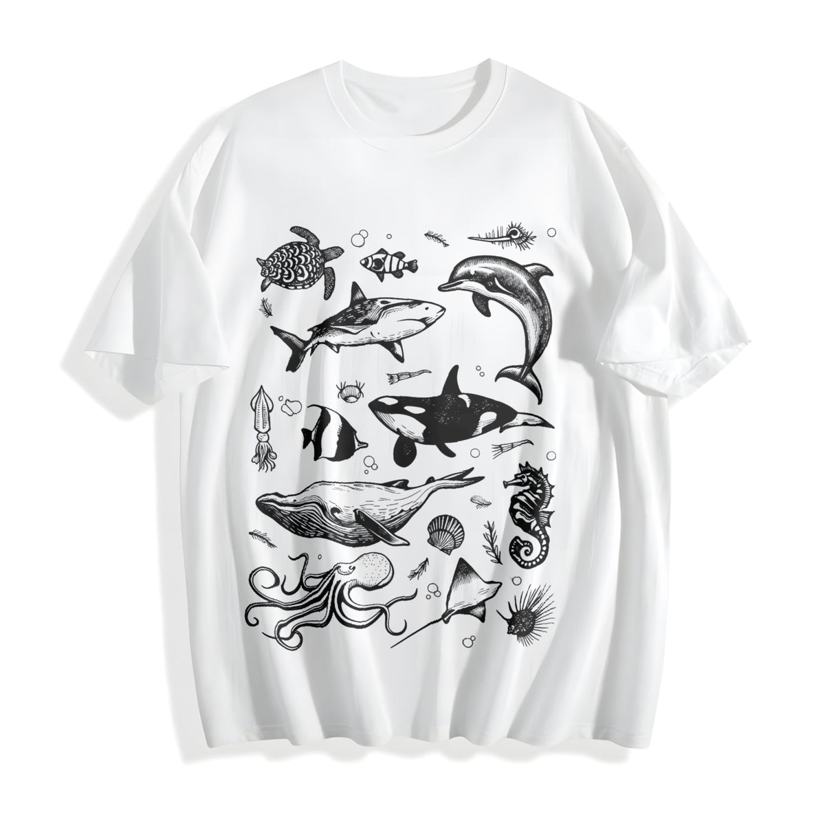 Sea Animal Tattoo Cotton T-Shirt product image 2
