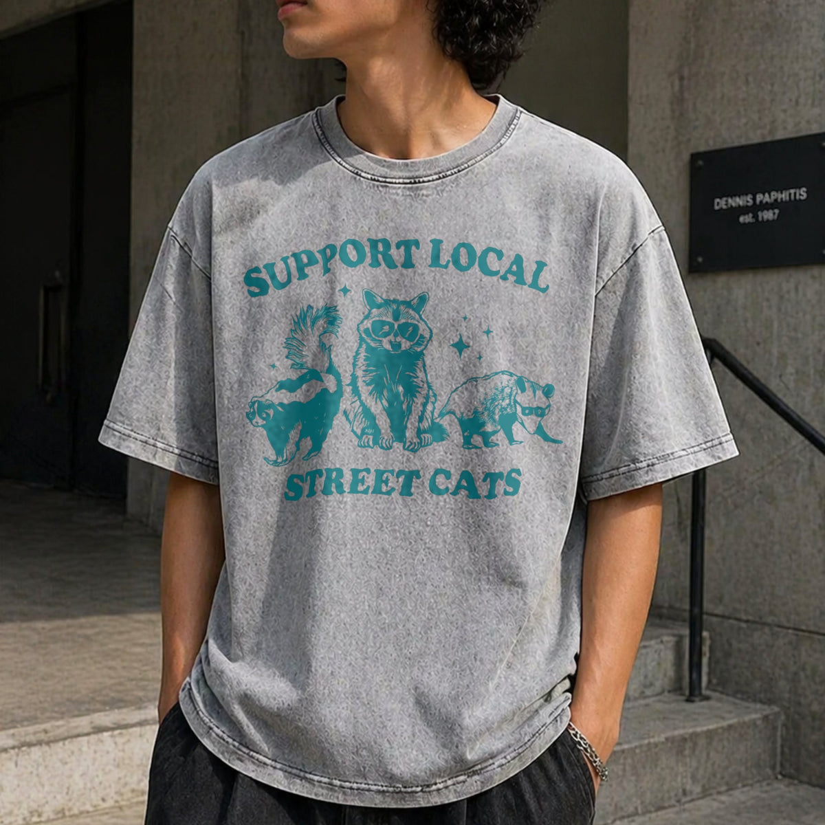 Support Local Cats Vintage Washed T-Shirt product image 5