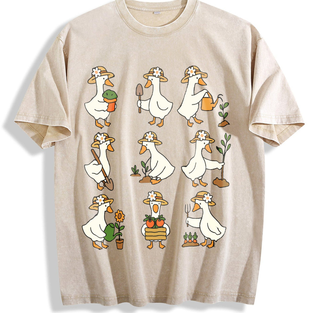 Cute Goose Gardening Vintage Washed T-Shirt product image 1
