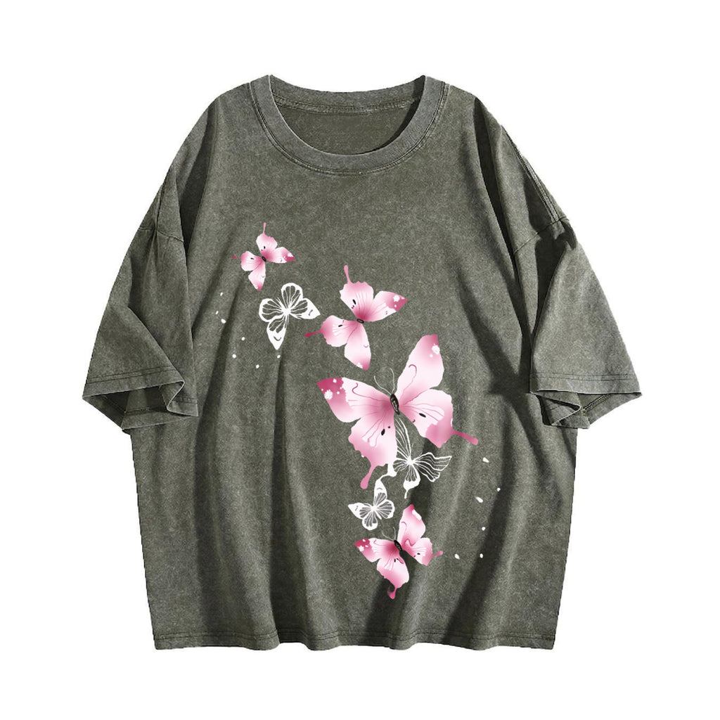 Pink Butterfly Vintage Washed T-Shirt product image 4