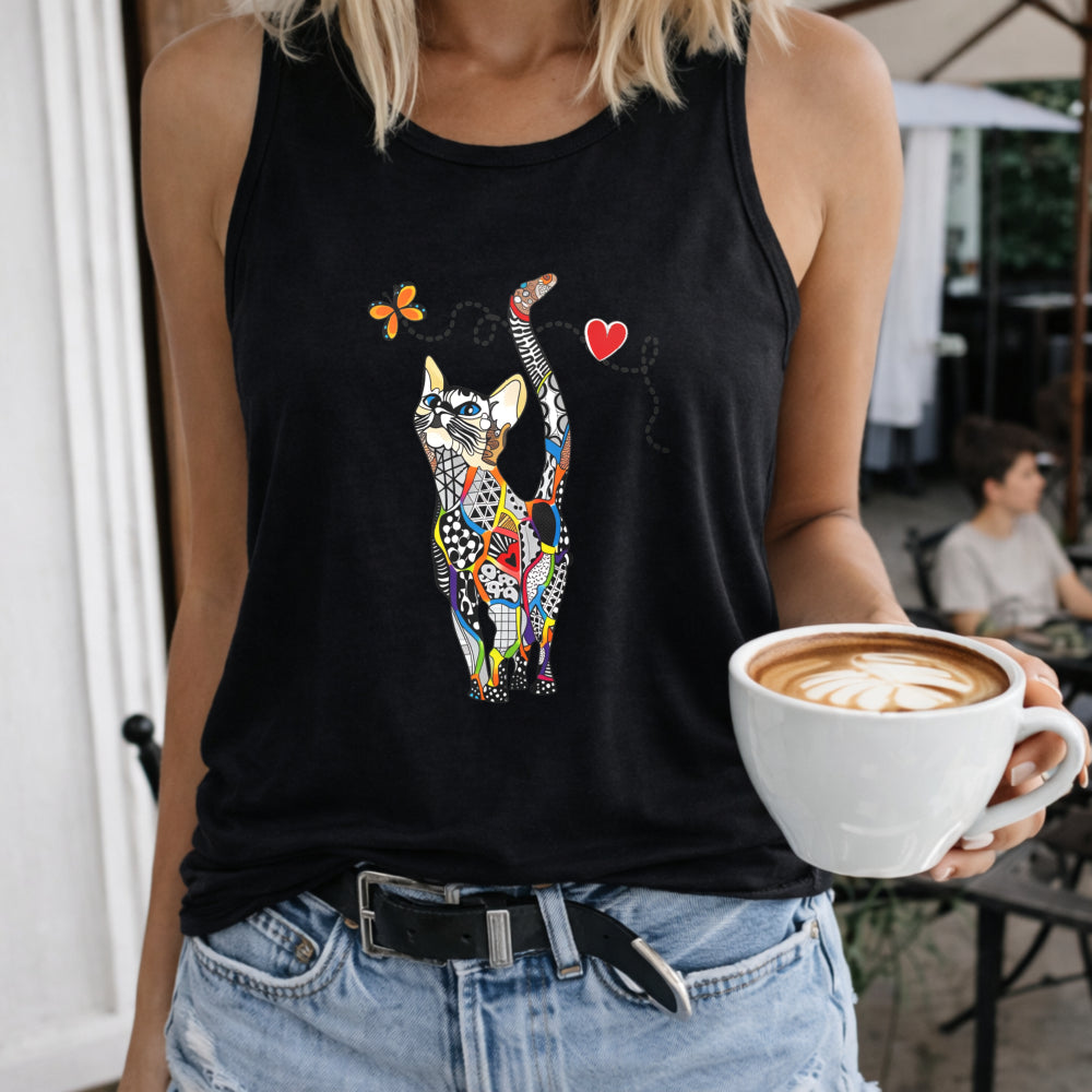 Cat & Floral - Summer Women's Tank Top