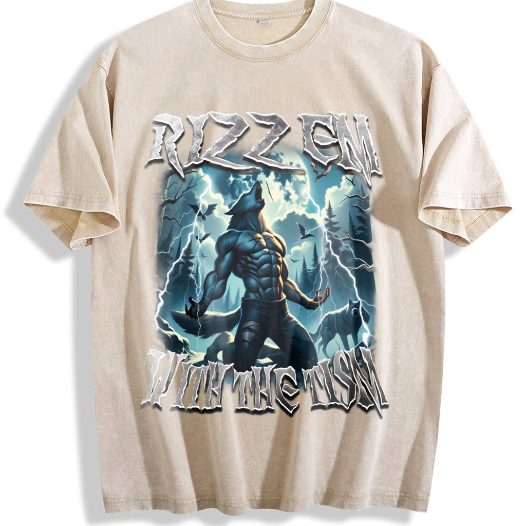 Rizz Em With The Tism Werewolf Vintage Washed T-Shirt product image 1