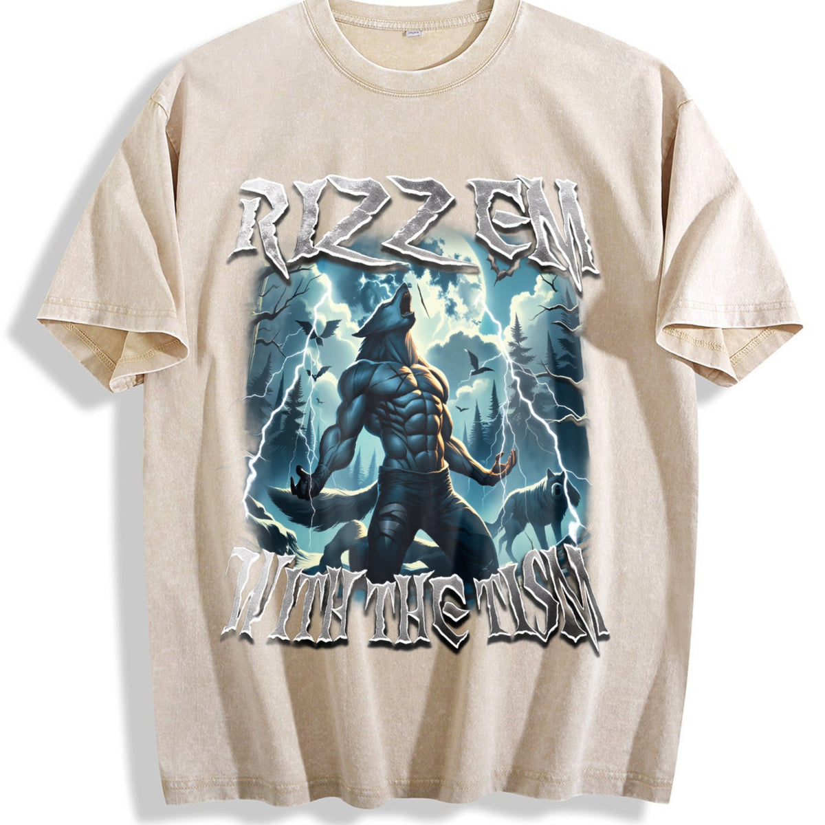 Rizz Em With The Tism Werewolf Vintage Washed T-Shirt product image 1