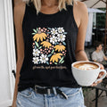 Floral With Yellow And White Flowers Regular - Fun Cartoon Women's Tank Top