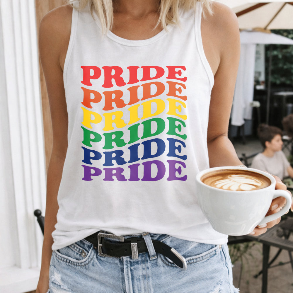 Rainbow Pride Lettering Women's Tank Top