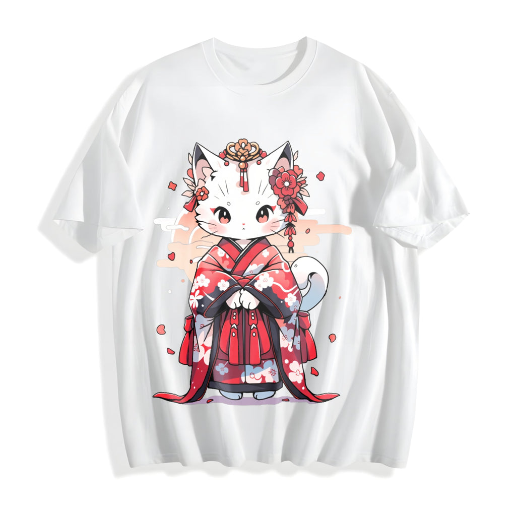 Animal Series : Cat In A Kimono Cotton T-Shirt product image 2