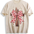 Faith Cross with Pink Heart Bow Vintage Washed T-Shirt product image 1