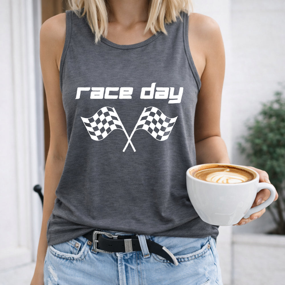 Race Day Letters & Cartoon Flags Women's Tank Top