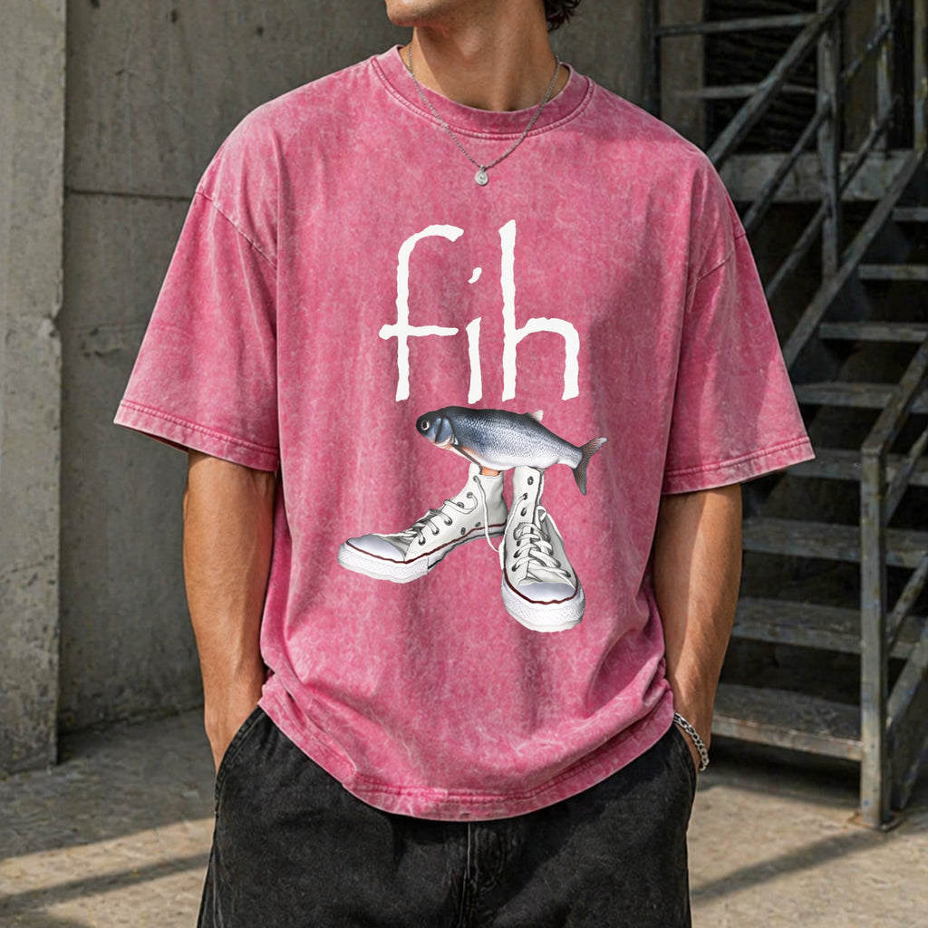 Fih Shoes Fish Funny Misspelled Fish Meme Fih Calling Vintage Washed T-Shirt