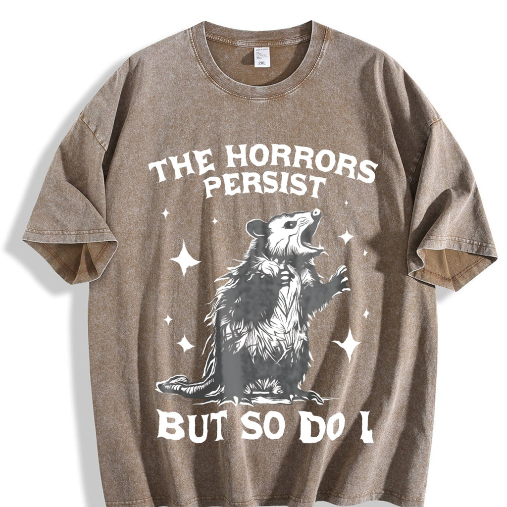 Horrors Persist But So Do I Possum Meme Vintage Washed product image 3