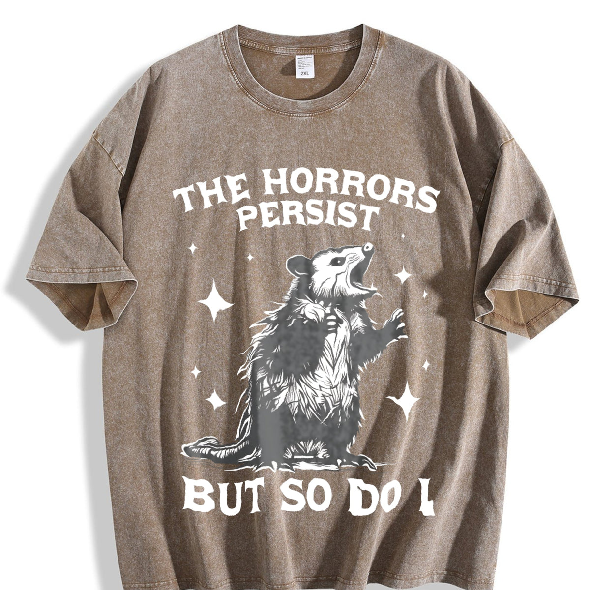 Horrors Persist But So Do I Possum Meme Vintage Washed product image 3