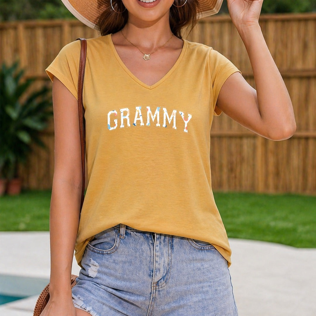 Grammy Floral Regular - Fun Cartoon Women's V-Neck Tank Top