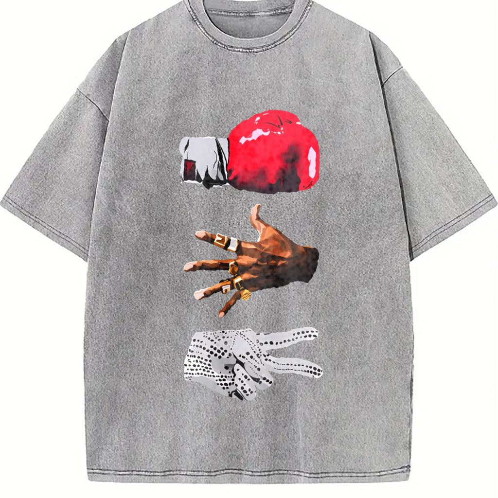 Red Fist And Golden Ring Gestures Vintage Washed T-Shirt
