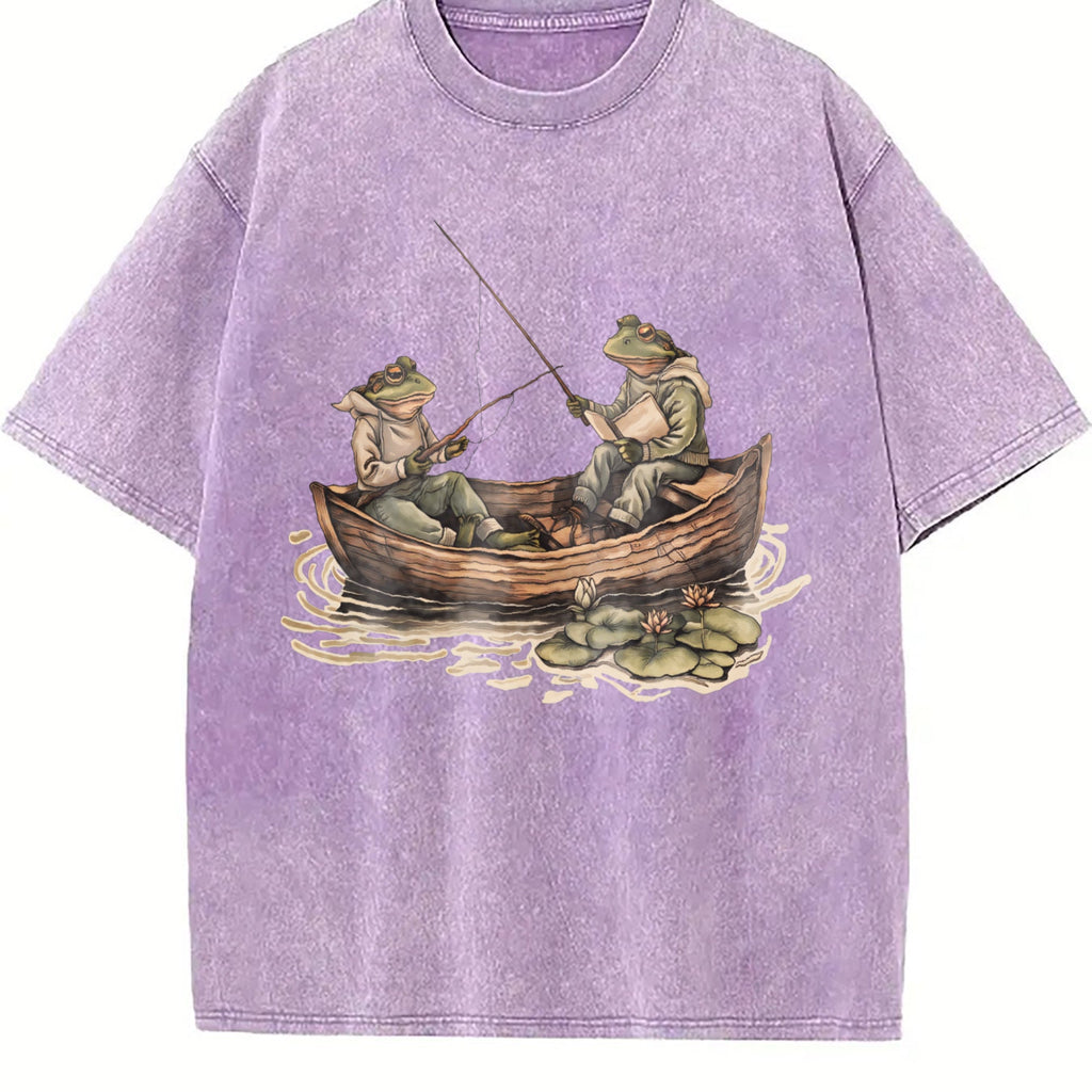 Two Frogs Fishing 90s Vintage Washed T-Shirt product image 6