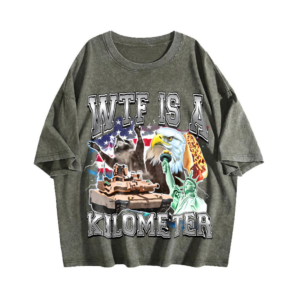 WTF Is A Kilometer Meme Vintage Washed T-Shirt product image 4