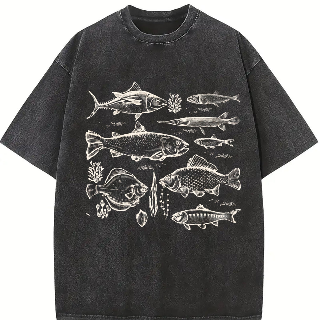 Fish Tattoo 90s Vintage Washed T-Shirt product image 2