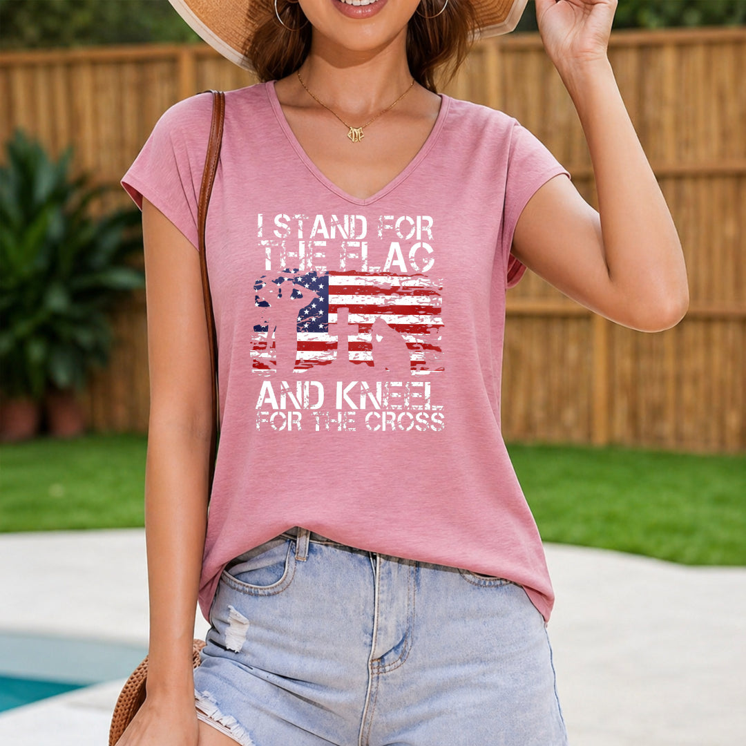 Patriotic American Flag Women's V-Neck Tank Top