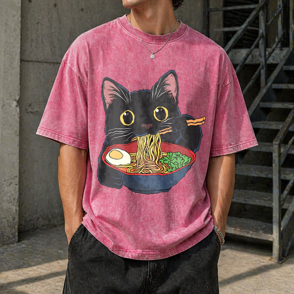 Cat Ramen Vintage Washed T-Shirt product image 7