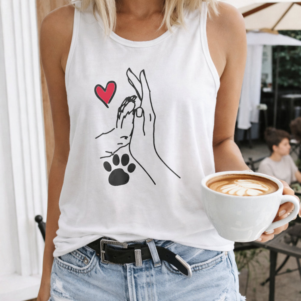 Hand and Dog Paw Heart Women's Tank Top