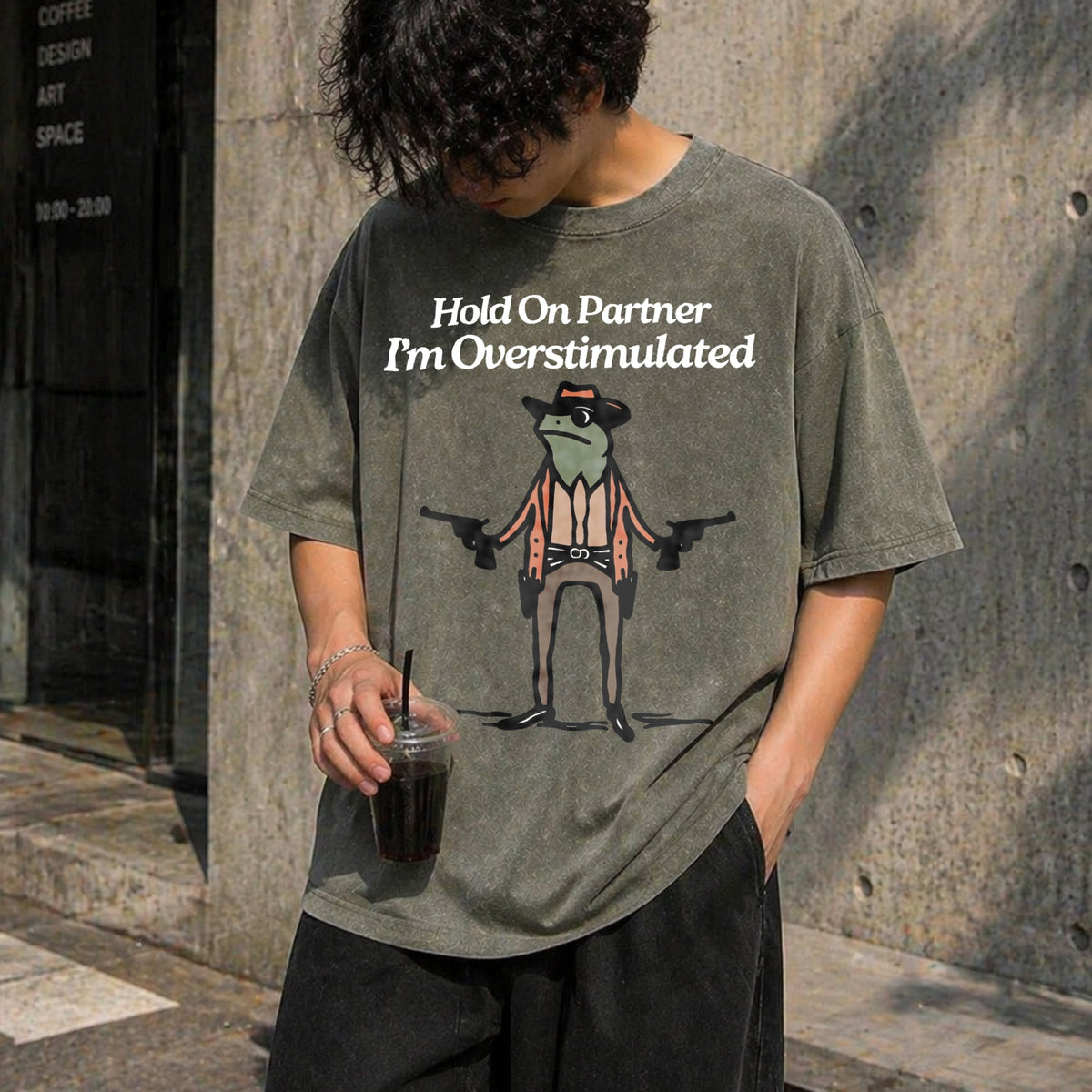 Hold On I'm Overstimulated Funny Vintage Washed T-Shirt product image 4