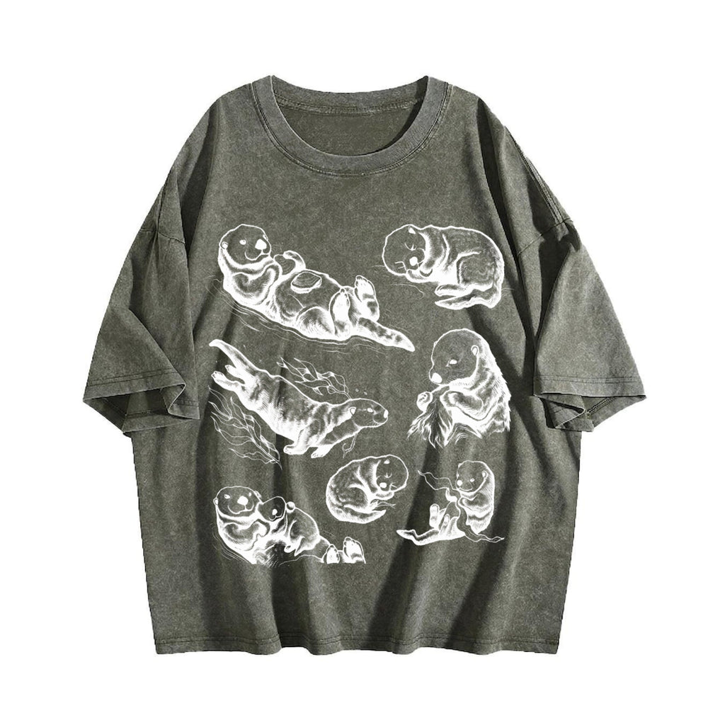 Sea Otter 90s Tattoo Vintage Washed T-Shirt product image 4