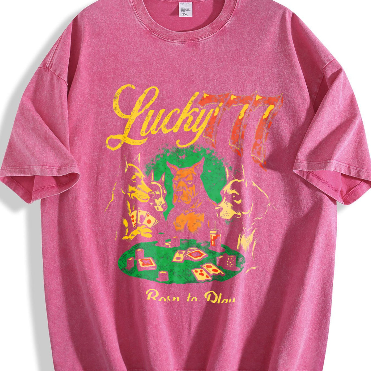 Lucky 777 Poker Dog Vintage Washed T-Shirt product image 7