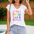 Colorblock Stripes Large Black With Green Orange Women's V-Neck Tank Top