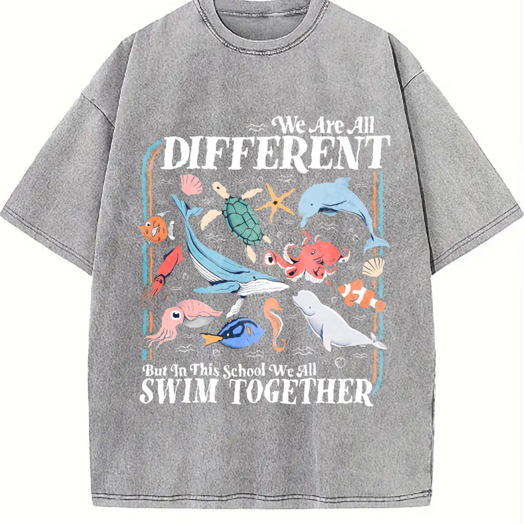 We Are All Different Swim Together Teacher Back To Vintage product image 4