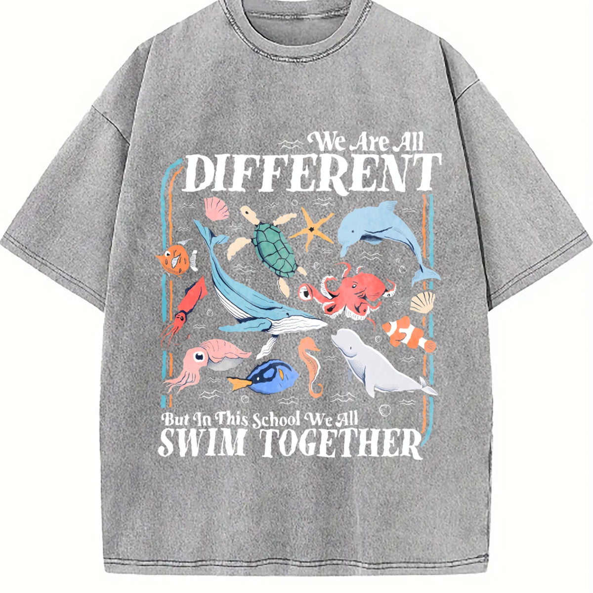 We Are All Different Swim Together Teacher Back To Vintage product image 4