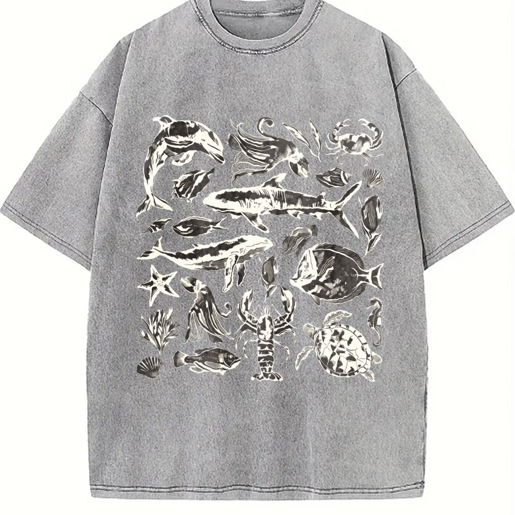 Sea Animals 90s Vintage Washed T-Shirt product image 5
