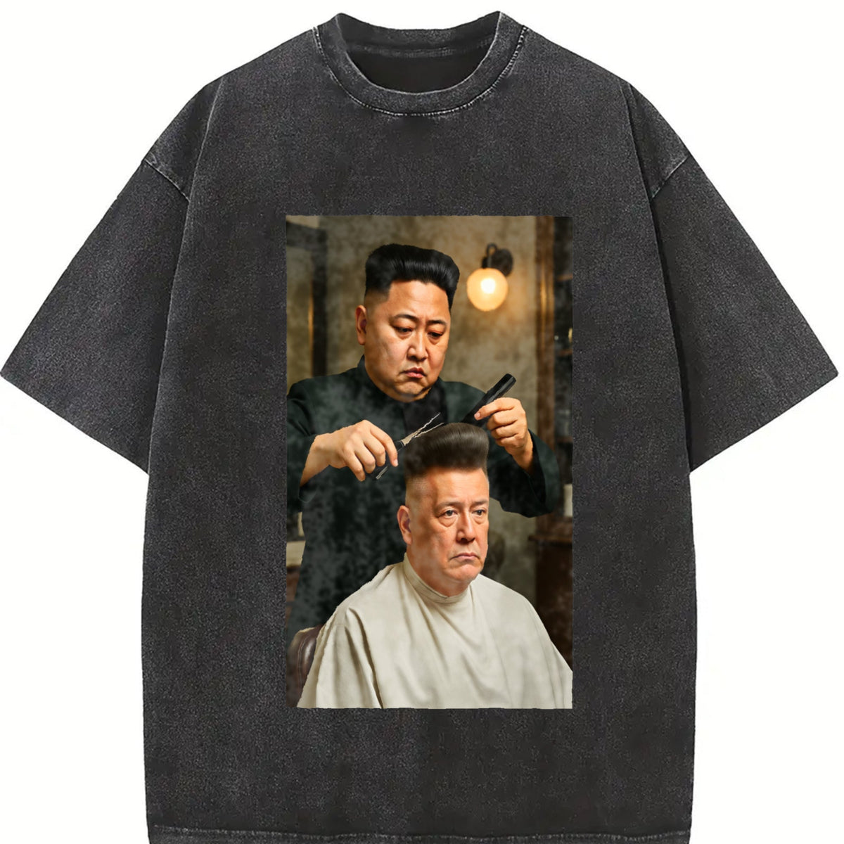 Kim Jong Un Cutting Donald Trump's Hair US Vintage Washed product image 2