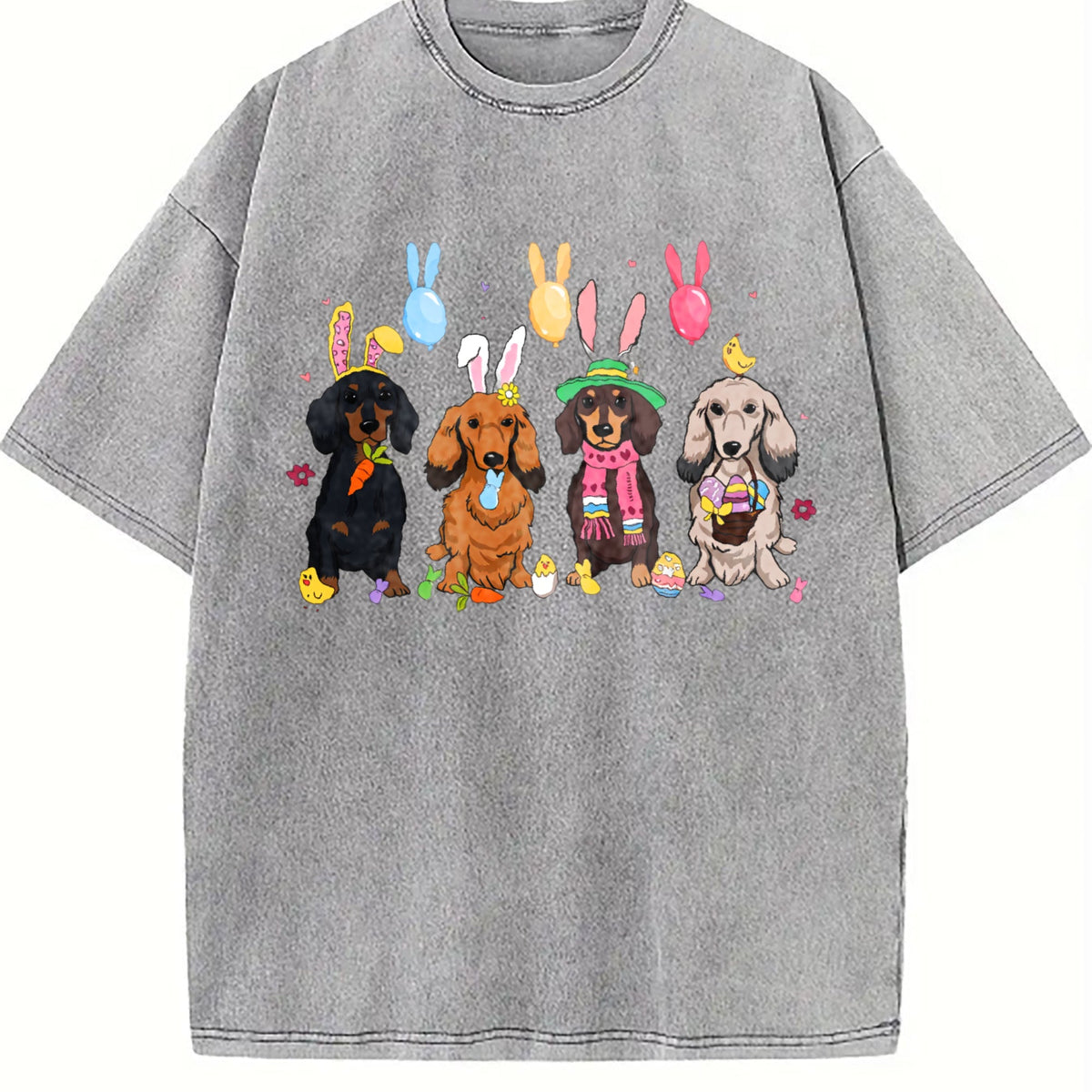 Dachshund With Bunny Ears Vintage Washed T-Shirt product image 5