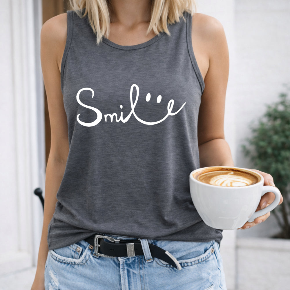 I-shaped - Smile Letter & Joyful Face Women's Tank Top