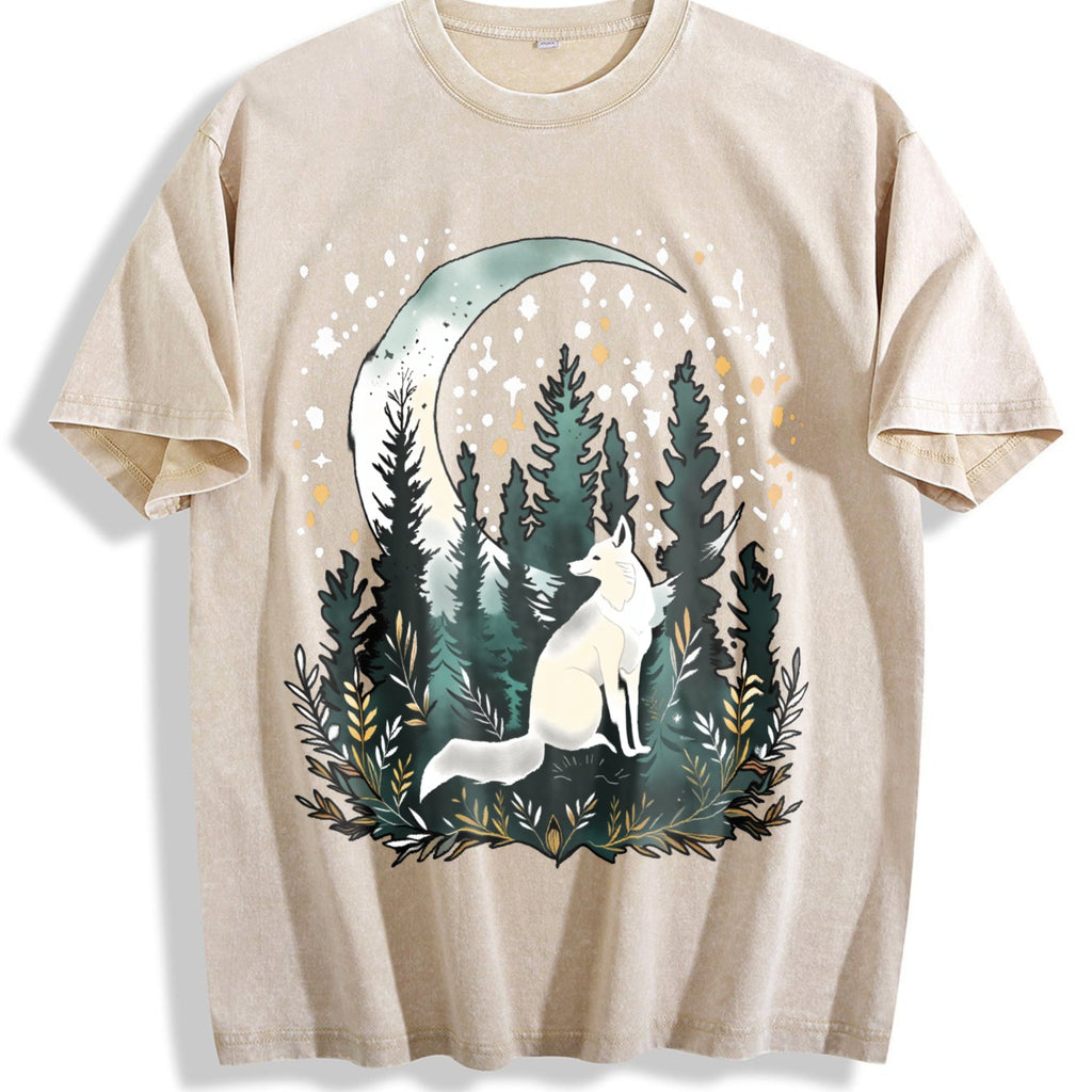 Bohemian Night Fox & Pine Forest - Stretch Vintage Washed product image 1