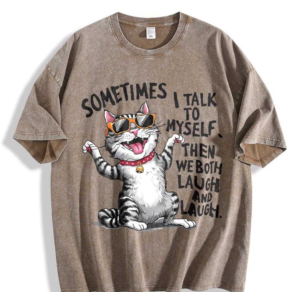 Cat Vintage Washed T-Shirt product image 3