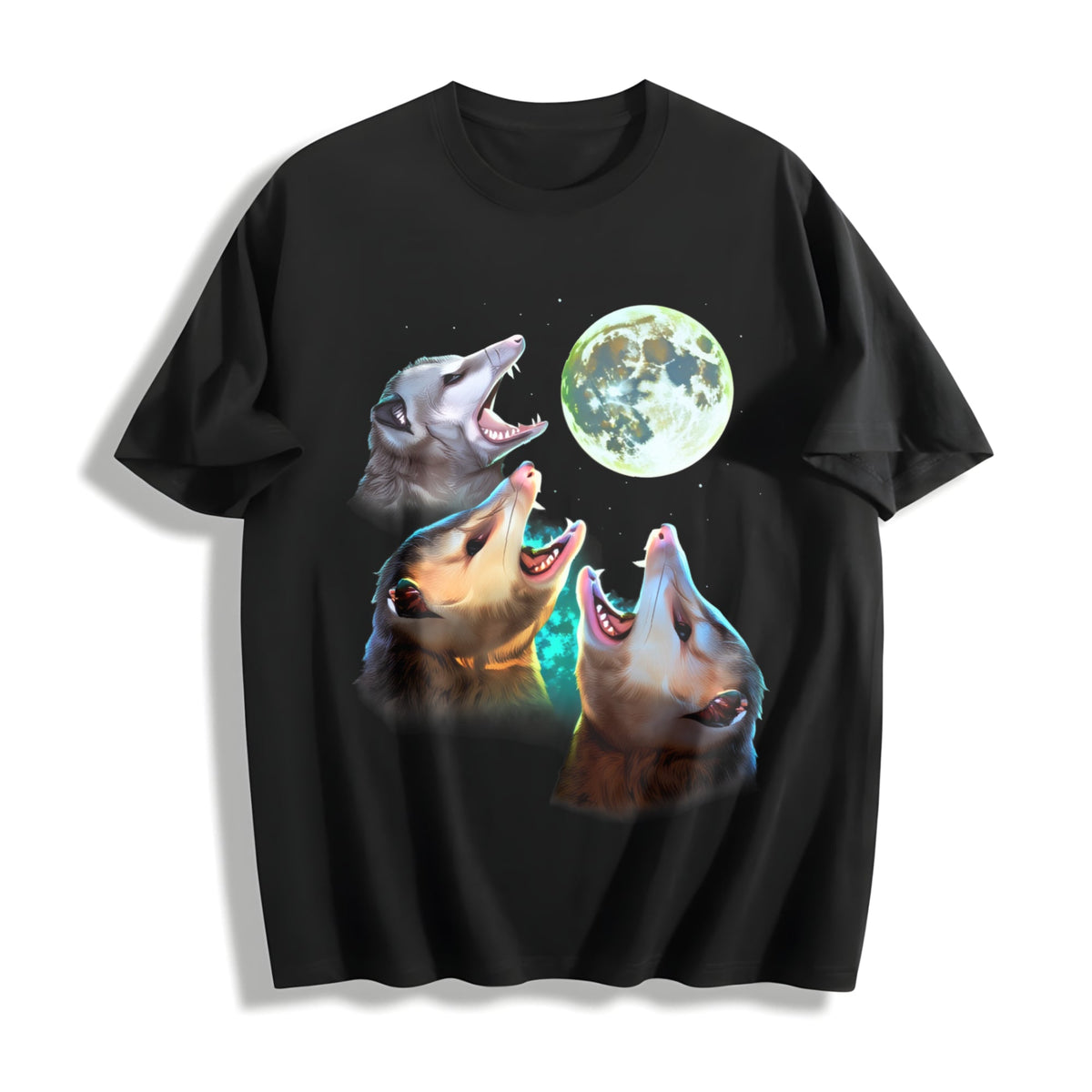 Three Possums Howling At Moon Cotton T-Shirt product image 1