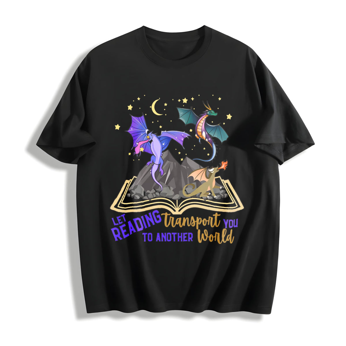 Let Reading Transport You Dragon Book Cotton T-Shirt product image 1