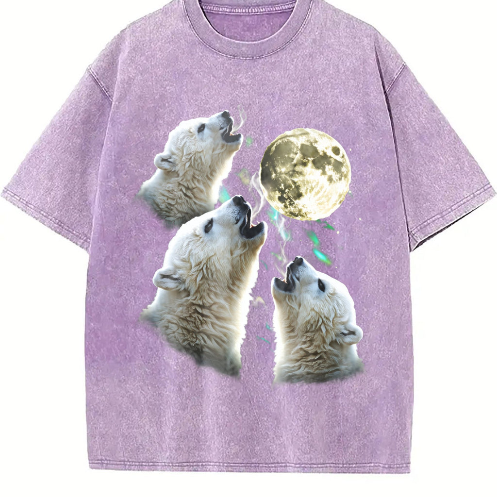 Baby Polar Bear Howling To Moon 90s Vintage Washed T-Shirt product image 6