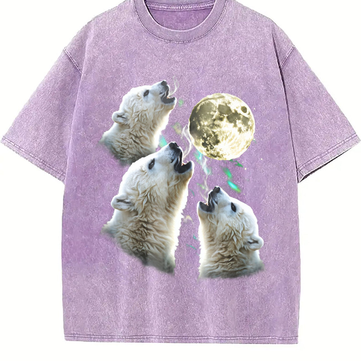 Baby Polar Bear Howling To Moon 90s Vintage Washed T-Shirt product image 6