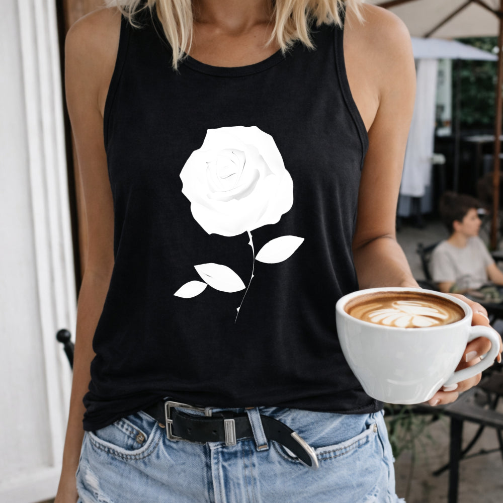 White Rose Silhouette Women's Tank Top