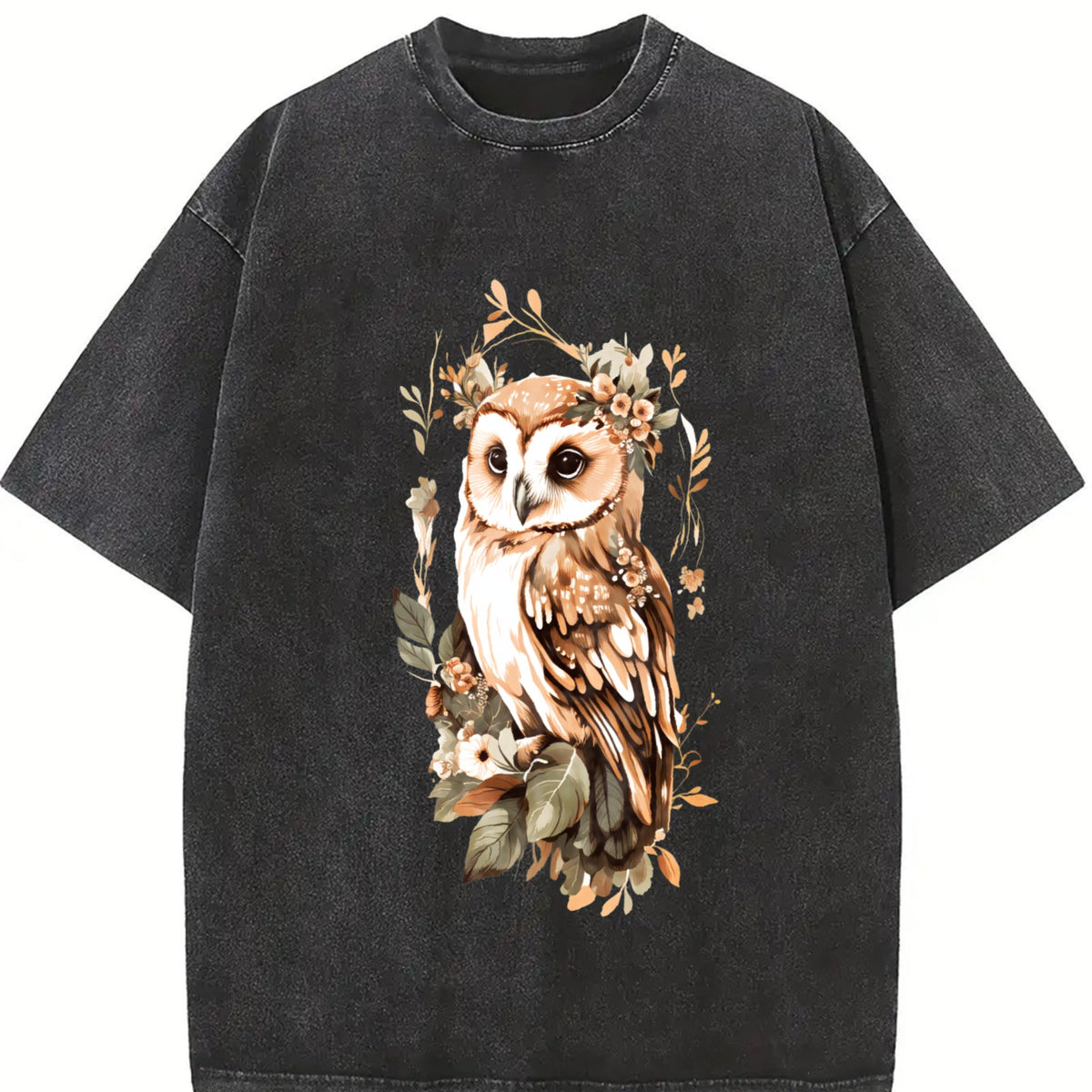 Green Leaf Owl Vintage Washed T-Shirt product image 2