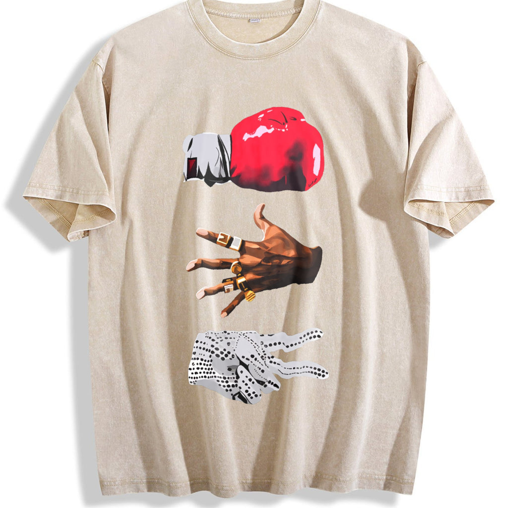 Red Fist And Golden Ring Gestures Vintage Washed T-Shirt