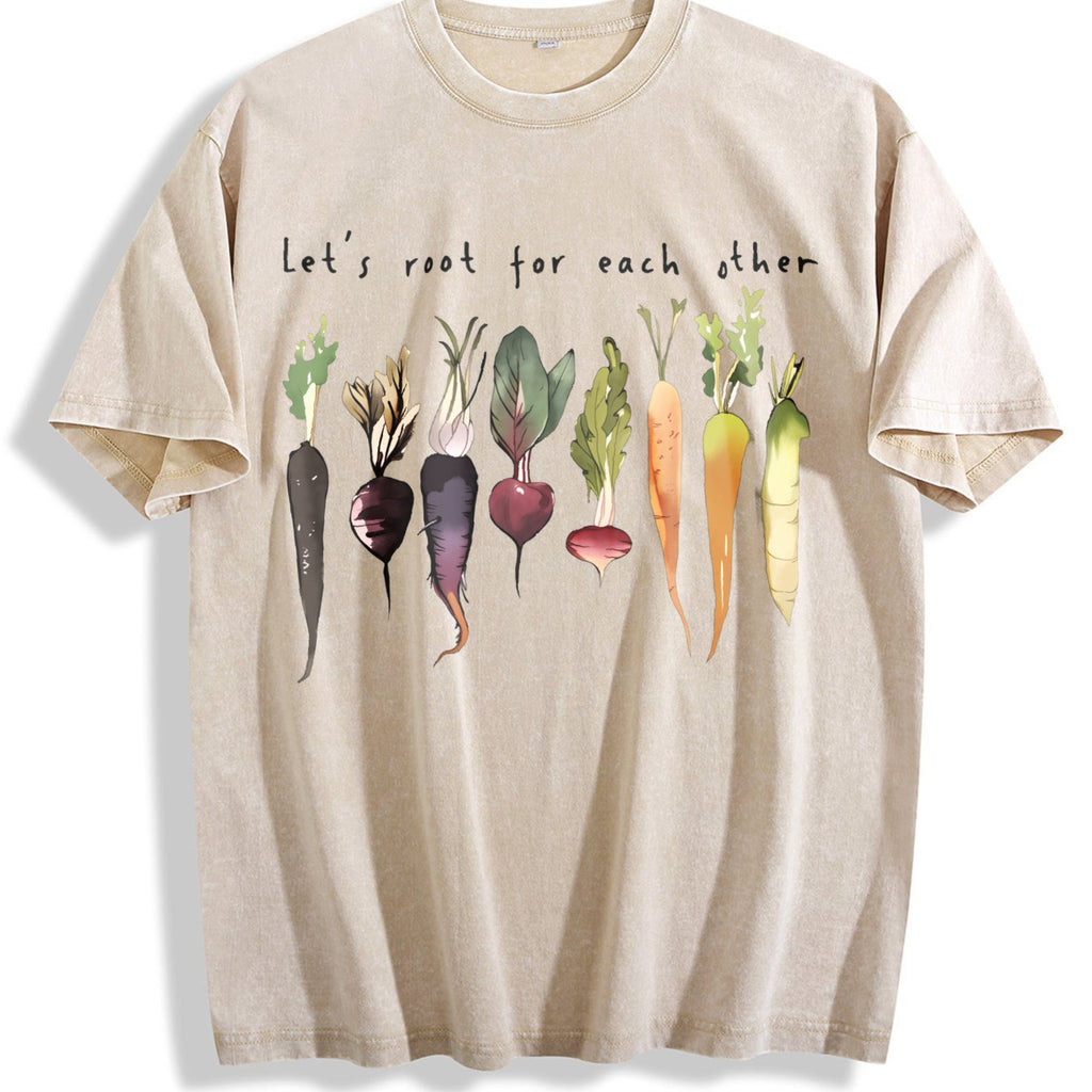 Letter And Various Radish Root Summer Vintage Washed T-Shirt product image 1