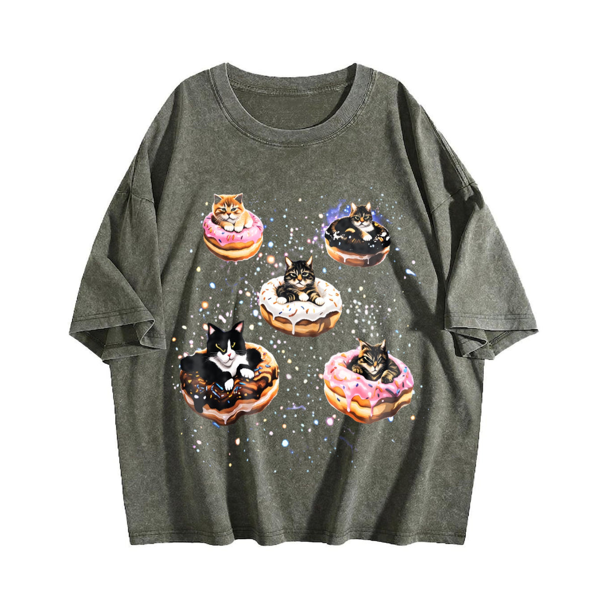 Cat Donut 90s Vintage Washed T-Shirt product image 4