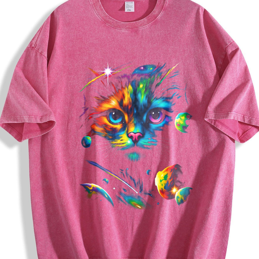 Cat Galaxy 90s Vintage Washed T-Shirt product image 7