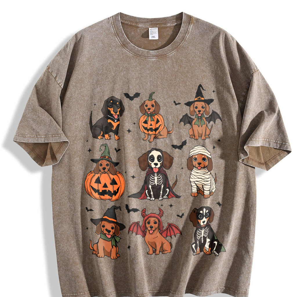 Halloween Dachshund Vintage Washed T-Shirt product image 3
